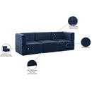 Meridian Quincy Navy Velvet Modular Sofa IMAGE 15