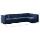 Meridian Quincy Navy Velvet Modular Sectional IMAGE 14