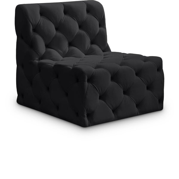 Meridian Tuft Black Velvet Armless Chair IMAGE 1