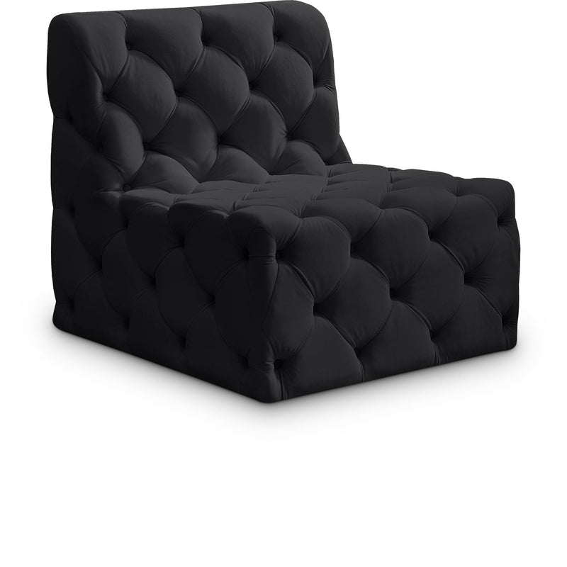 Meridian Tuft Black Velvet Armless Chair IMAGE 1