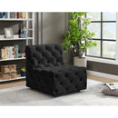 Meridian Tuft Black Velvet Armless Chair IMAGE 2