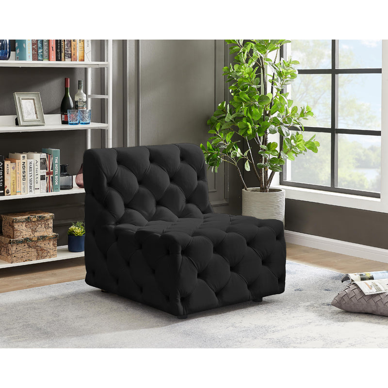 Meridian Tuft Black Velvet Armless Chair IMAGE 2