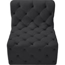 Meridian Tuft Black Velvet Armless Chair IMAGE 6