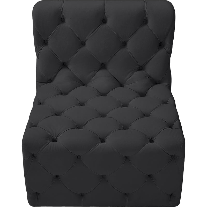 Meridian Tuft Black Velvet Armless Chair IMAGE 6