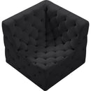 Meridian Tuft Black Velvet Corner Chair IMAGE 5