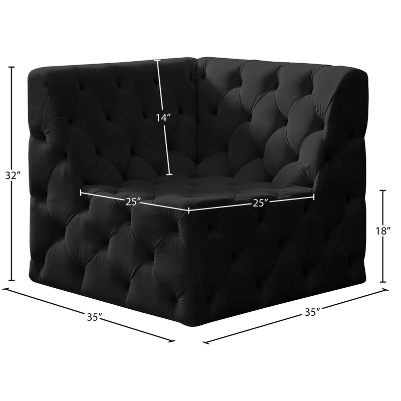 Meridian Tuft Black Velvet Corner Chair IMAGE 7