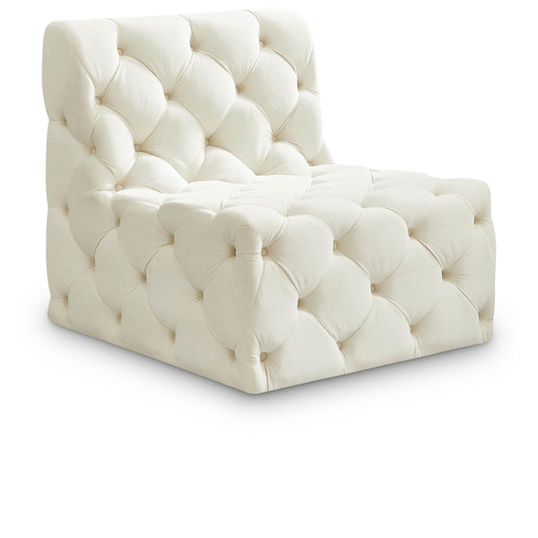 Meridian Tuft Cream Velvet Armless Chair IMAGE 1