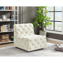 Meridian Tuft Cream Velvet Armless Chair IMAGE 2