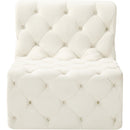 Meridian Tuft Cream Velvet Armless Chair IMAGE 5