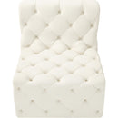 Meridian Tuft Cream Velvet Armless Chair IMAGE 6