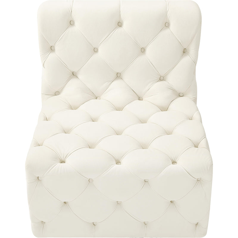Meridian Tuft Cream Velvet Armless Chair IMAGE 6