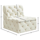 Meridian Tuft Cream Velvet Armless Chair IMAGE 8