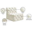 Meridian Tuft Cream Velvet Armless Chair IMAGE 9