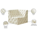 Meridian Tuft Cream Velvet Corner Chair IMAGE 8