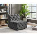Meridian Tuft Grey Velvet Armless Chair IMAGE 2