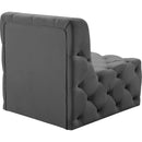 Meridian Tuft Grey Velvet Armless Chair IMAGE 4