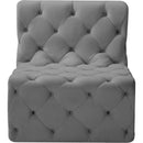 Meridian Tuft Grey Velvet Armless Chair IMAGE 5
