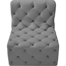Meridian Tuft Grey Velvet Armless Chair IMAGE 6