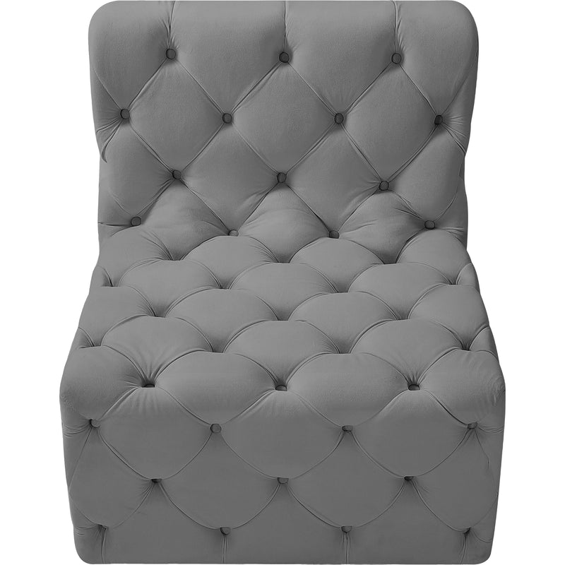 Meridian Tuft Grey Velvet Armless Chair IMAGE 6