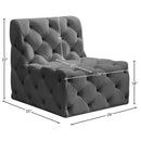 Meridian Tuft Grey Velvet Armless Chair IMAGE 8