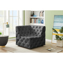 Meridian Tuft Grey Velvet Corner Chair IMAGE 2