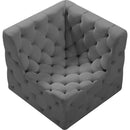 Meridian Tuft Grey Velvet Corner Chair IMAGE 5
