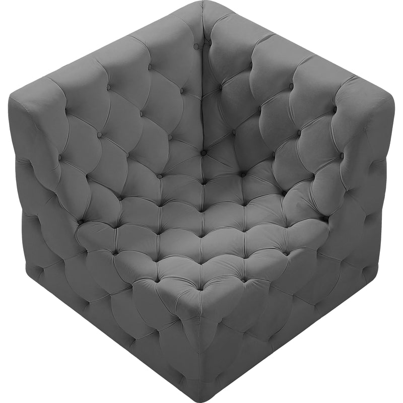 Meridian Tuft Grey Velvet Corner Chair IMAGE 5