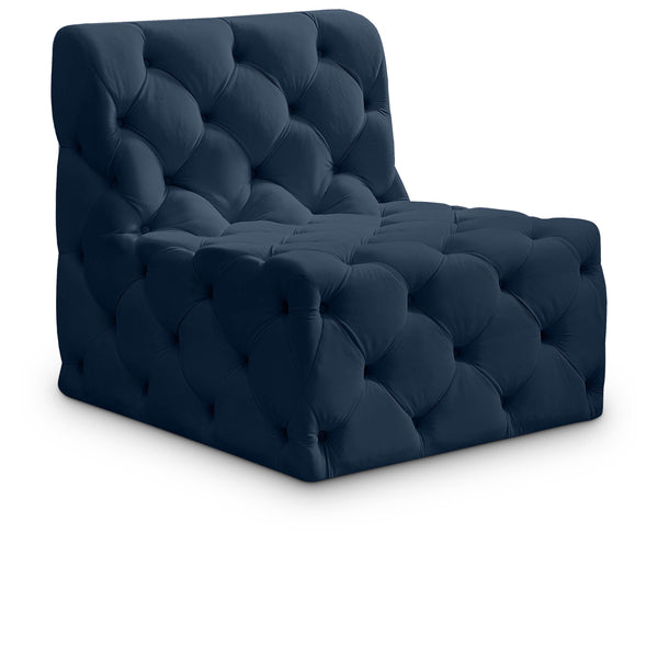 Meridian Tuft Navy Velvet Armless Chair IMAGE 1
