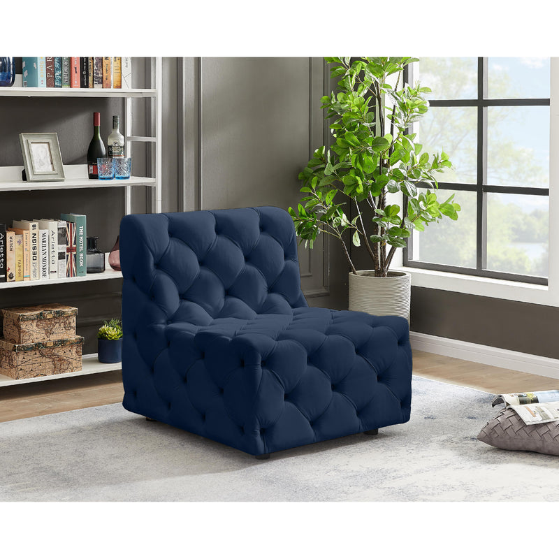 Meridian Tuft Navy Velvet Armless Chair IMAGE 2