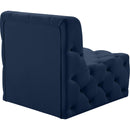 Meridian Tuft Navy Velvet Armless Chair IMAGE 4