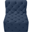 Meridian Tuft Navy Velvet Armless Chair IMAGE 6