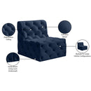 Meridian Tuft Navy Velvet Armless Chair IMAGE 9