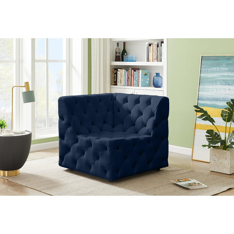 Meridian Tuft Navy Velvet Corner Chair IMAGE 2