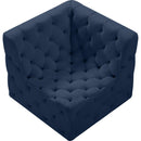 Meridian Tuft Navy Velvet Corner Chair IMAGE 5