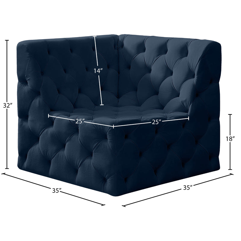 Meridian Tuft Navy Velvet Corner Chair IMAGE 7