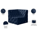 Meridian Tuft Navy Velvet Corner Chair IMAGE 8