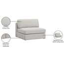 Meridian Beckham Beige Durable Linen Textured Fabric Armless IMAGE 8