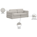 Meridian Beckham Beige Durable Linen Textured Fabric Modular Sofa IMAGE 8