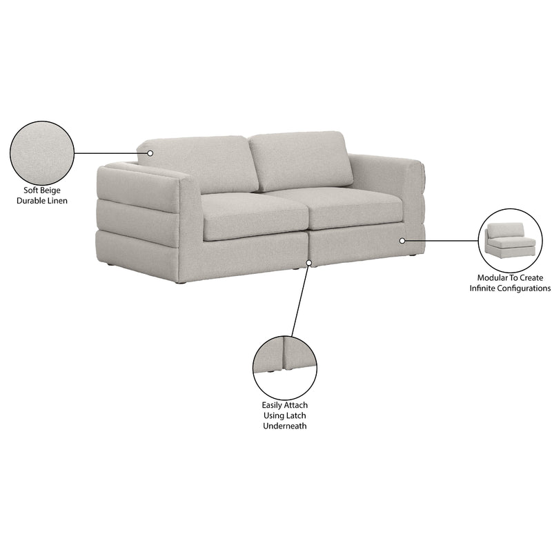 Meridian Beckham Beige Durable Linen Textured Fabric Modular Sofa IMAGE 8