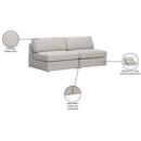 Meridian Beckham Beige Durable Linen Textured Fabric Modular Sofa IMAGE 8