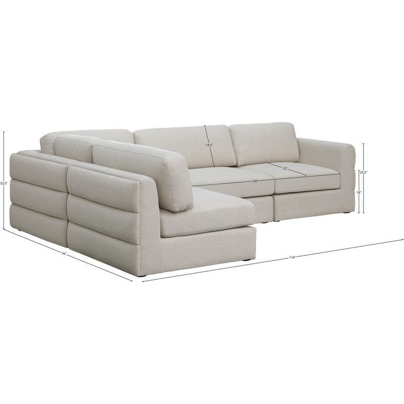 Meridian Beckham Beige Durable Linen Textured Fabric Modular Sectional IMAGE 14
