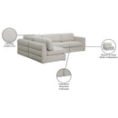Meridian Beckham Beige Durable Linen Textured Fabric Modular Sectional IMAGE 15