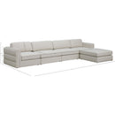 Meridian Beckham Beige Durable Linen Textured Fabric Modular Sectional IMAGE 14