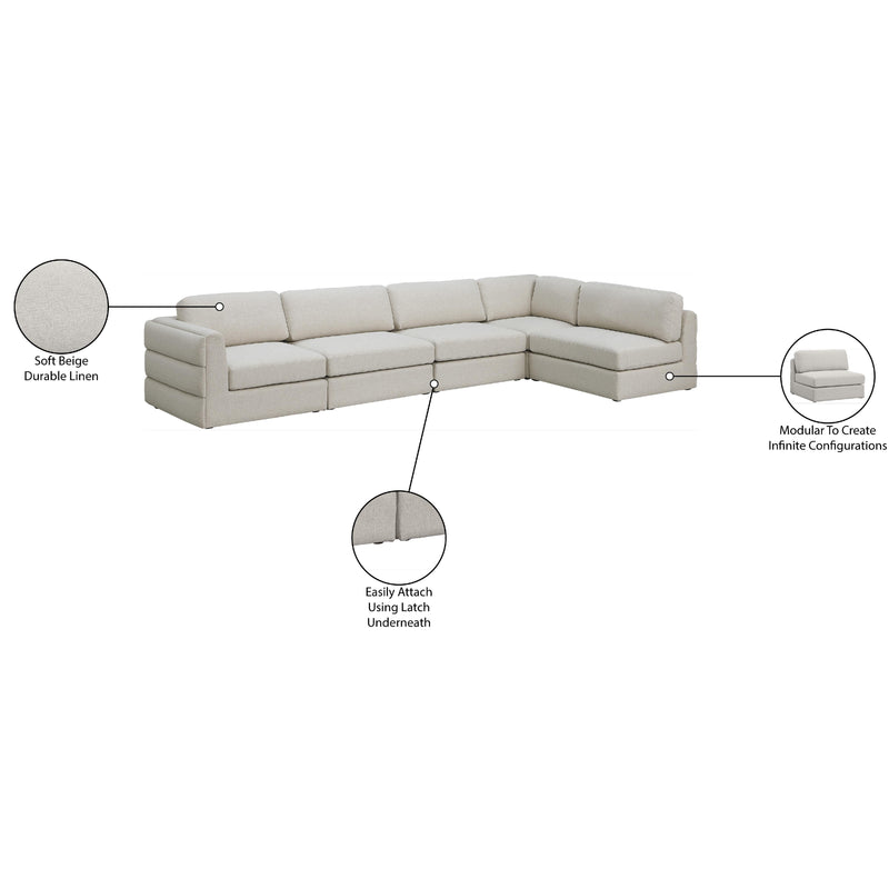 Meridian Beckham Beige Durable Linen Textured Fabric Modular Sectional IMAGE 15