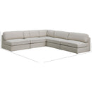 Meridian Beckham Beige Durable Linen Textured Fabric Modular Sectional IMAGE 8