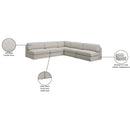 Meridian Beckham Beige Durable Linen Textured Fabric Modular Sectional IMAGE 9