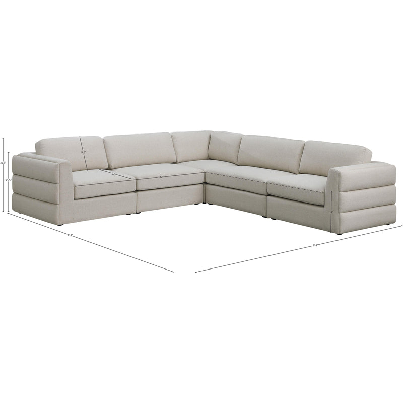 Meridian Beckham Beige Durable Linen Textured Fabric Modular Sectional IMAGE 9