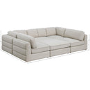 Meridian Beckham Beige Durable Linen Textured Fabric Modular Sectional IMAGE 8