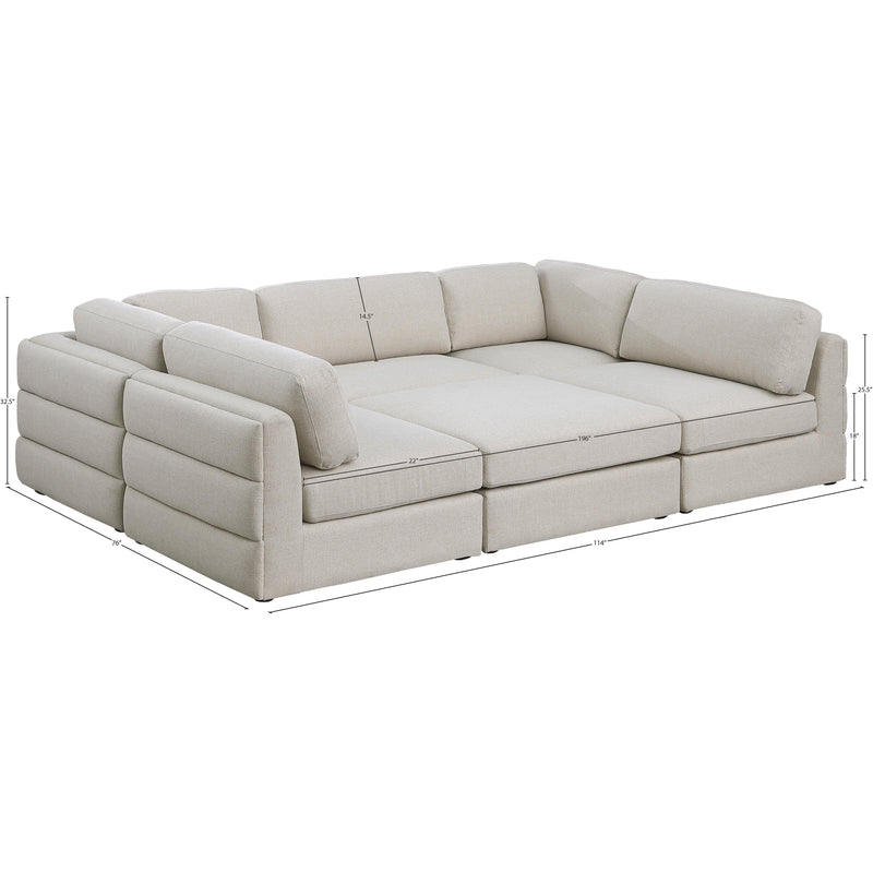 Meridian Beckham Beige Durable Linen Textured Fabric Modular Sectional IMAGE 8