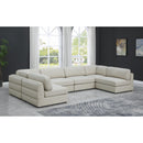 Meridian Beckham Beige Durable Linen Textured Fabric Modular Sectional IMAGE 2